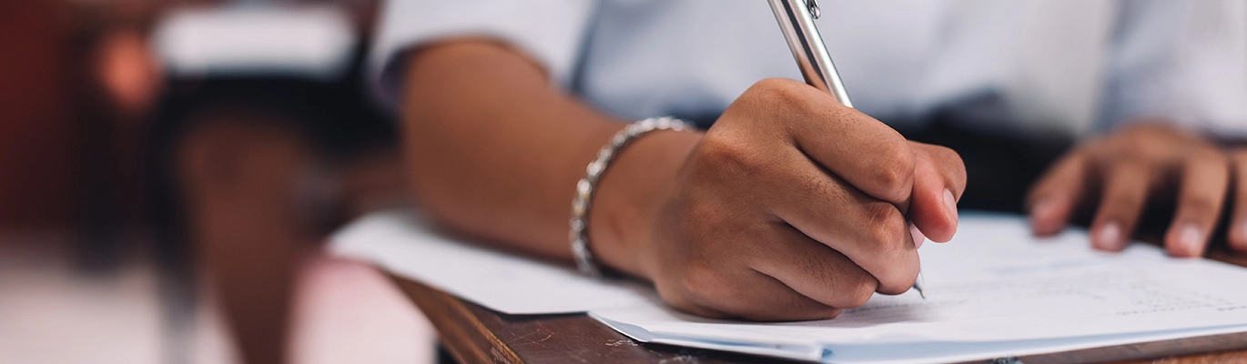 A student writing an exam